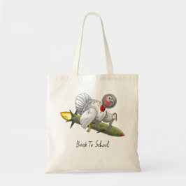 Kalkoen terug naar school met raket tote bag