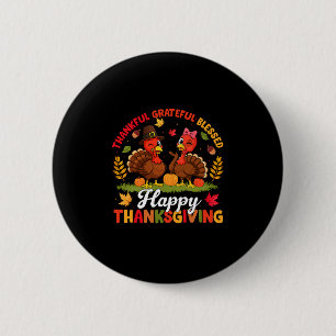 Kalkoen Thanksgiving Dankbaar Gezegend Mannen  Ronde Button 5,7 Cm