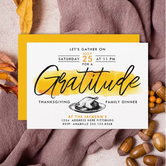 Kalkoen Thanksgiving-diner waterverf Kaart