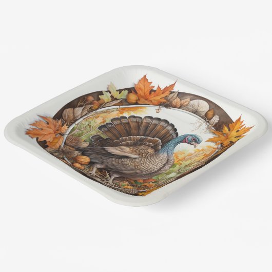 Kalkoen Tidings: Oogst Delights Papieren Bordje (Gebogen)