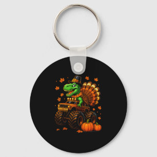 Kalkoen Trex Monster Truck Dinosaur Herfst Thanksg Sleutelhanger