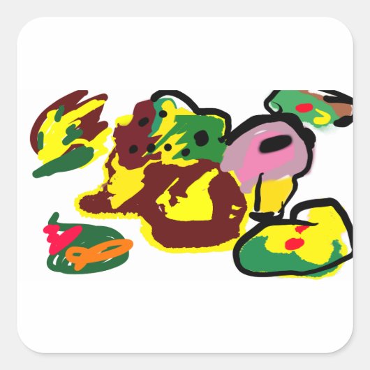 Kalkoen verf vierkante sticker (Voorkant)