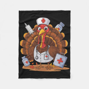 Kalkoen Verpleegster Stethoscoop Thanksgiving Fall Fleece Deken