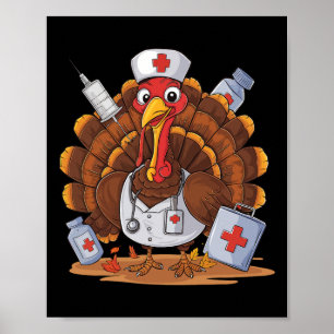 Kalkoen Verpleegster Stethoscoop Thanksgiving Fall Poster