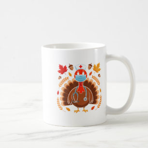 Kalkoen Verpleegster Thanksgiving Scrub Tops Vrouw Koffiemok