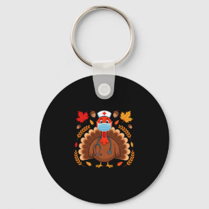 Kalkoen Verpleegster Thanksgiving Scrub Tops Vrouw Sleutelhanger