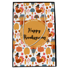 Kalkoen & Vogelverschrikker Thanksgiving Patroon Medium Cadeauzakje