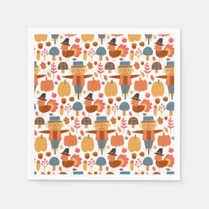 Kalkoen & Vogelverschrikker Thanksgiving Patroon Servet