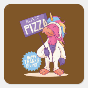 Kalkoen voor Thanksgiving - Grappige Eendkalkoen E Vierkante Sticker