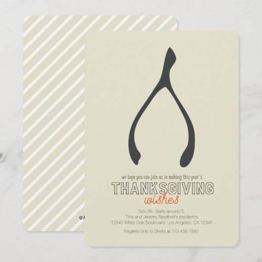 Kalkoen Wensbot Modern Thanksgiving Uitnodiging (Voorkant / Achterkant)
