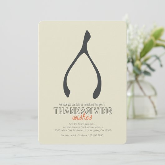 Kalkoen Wensbot Modern Thanksgiving Uitnodiging (Staand voorkant)