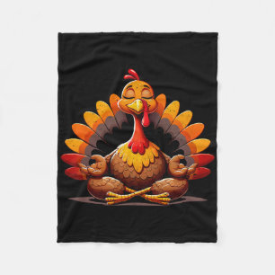 Kalkoen Yoga Thanksgiving Day Grappig Mediteren Na Fleece Deken