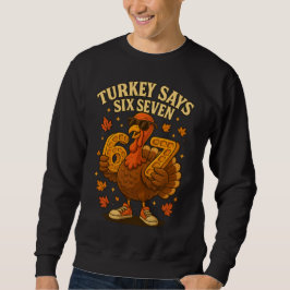Kalkoen zegt zes zeven Leuke Thanksgiving-wafel 67 Trui