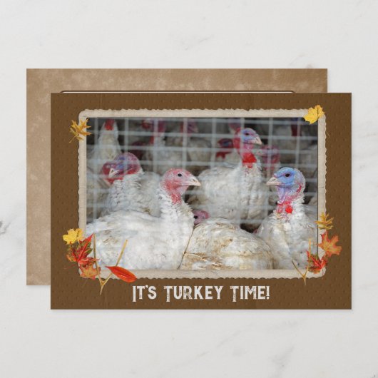 kalkoendag diner uitnodigen kaart (Voorkant / Achterkant)