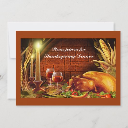 Kalkoendiner Thanksgiving uitnodigingen (Voorkant)