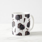 Kalkoenen en veren - Mok met witte koffie (Voorkant rechts)
