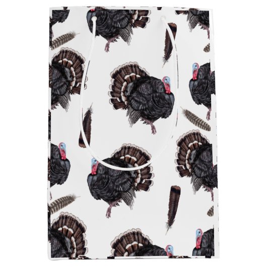 Kalkoenen en veren - White Gift Bag Medium Cadeauzakje (Voorkant)