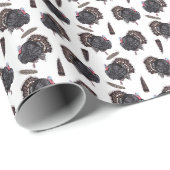 Kalkoenen en veren - Wit omslagpapier Cadeaupapier (Rol Hoek)
