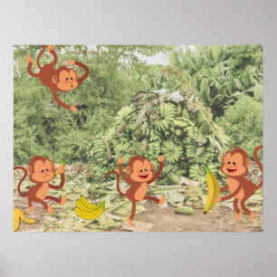 Kalkoenen eten bananen poster