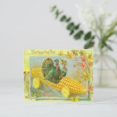 Kalkoenen in een graanwagen briefkaart (Staand voorkant)