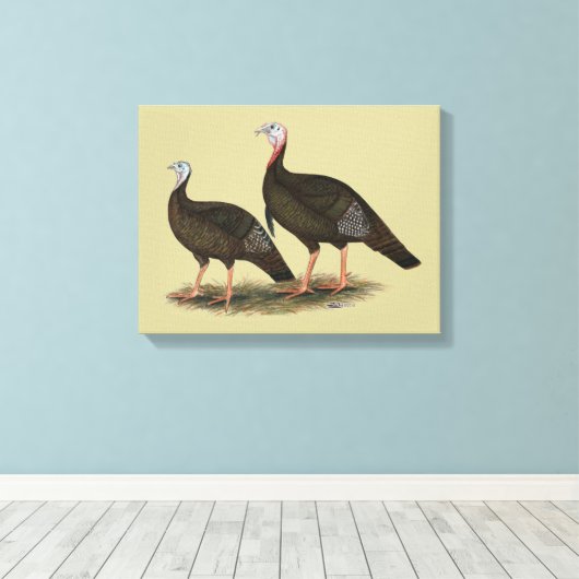 Kalkoenen in het oostelijke wilde haar canvas afdruk (Insitu (Houten vloer))