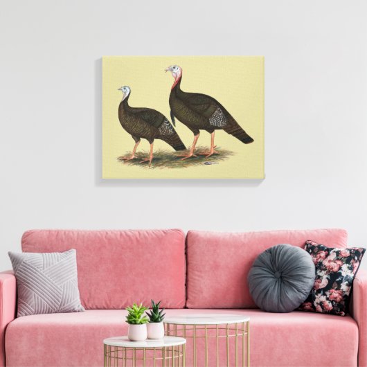 Kalkoenen in het oostelijke wilde haar canvas afdruk (Insitu (Woonkamer))