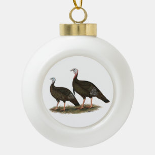 Kalkoenen in het oostelijke wilde haar keramische bal ornament