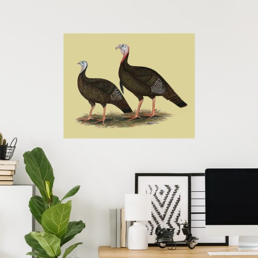 Kalkoenen in het oostelijke wilde haar poster (Thuiskantoor)