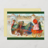kalkoenen in Thanksgiving Towne Briefkaart (Voorkant / Achterkant)
