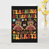 Kalkoenen leren over Thanksgiving Kaart (Gele Bloem)