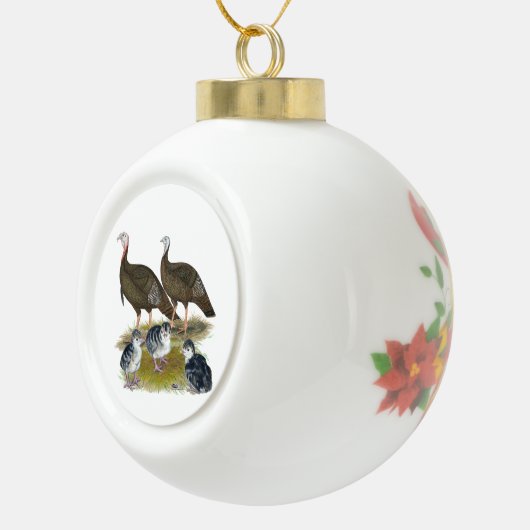 Kalkoenen oostelijke wilde familie keramische bal ornament (Rechts)