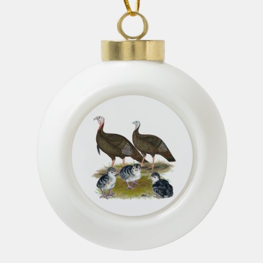 Kalkoenen oostelijke wilde familie keramische bal ornament (Voorkant)