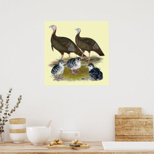 Kalkoenen oostelijke wilde familie poster (Keuken)