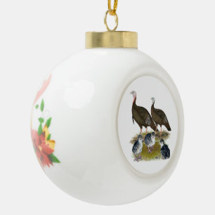 Kalkoenen Oosterse Wilde Familie Keramische Bal Ornament
