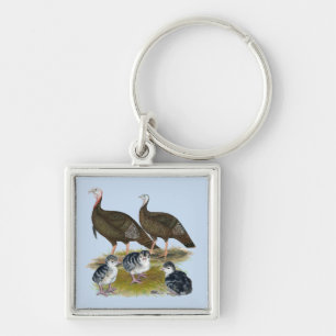 Kalkoenen Oosterse Wilde Familie Sleutelhanger