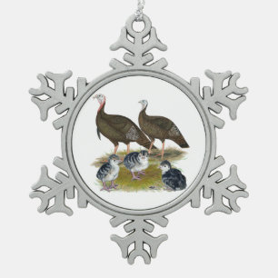 Kalkoenen Oosterse Wilde Familie Tin Sneeuwvlok Ornament