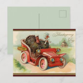 kalkoenen rijden in een auto Thanksgiving Briefkaart (Voorkant / Achterkant)