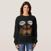 Kalkoenen spreken over de Thanksgiving van goddeli Trui (Voorkant volledig)