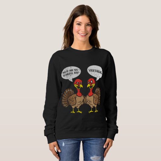 Kalkoenen spreken over de Thanksgiving van goddeli Trui (Voorkant volledig)