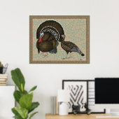 Kalkoenen Standaard Bronze Portret Poster (Thuiskantoor)