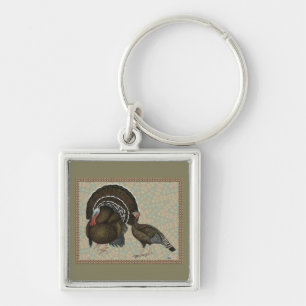 Kalkoenen Standaard Bronze Portret Sleutelhanger