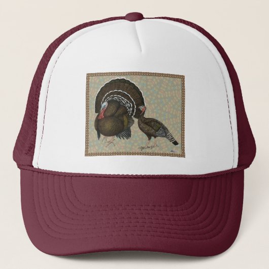Kalkoenen Standaard Bronze Portret Trucker Pet (Voorkant)