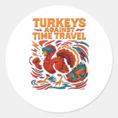 Kalkoenen tegen tijdreizen - Grappige retro Turkij Ronde Sticker (Voorkant)