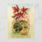  kalkoenen, vorkbeen en herfstbladeren briefkaart (Voorkant)