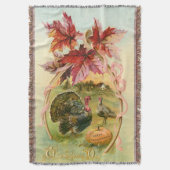  kalkoenen, vorkbeen en herfstbladeren deken (Voorkant Verticaal)