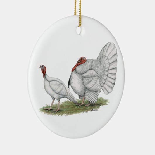 Kalkoenen Witte Hollands Keramisch Ornament (Rechts)