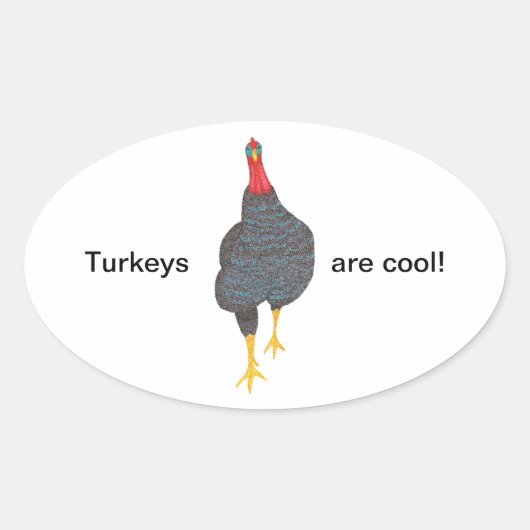 Kalkoenen zijn cool, pointillisme Ovale Stickers (Voorkant)