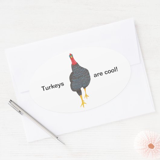 Kalkoenen zijn cool, pointillisme Ovale Stickers (Envelop)