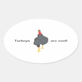 Kalkoenen zijn cool, pointillisme Ovale Stickers