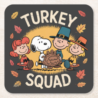 Kalkoenenbende Funny Cartoon Vrienden Thanksgiving Kartonnen Onderzetters
